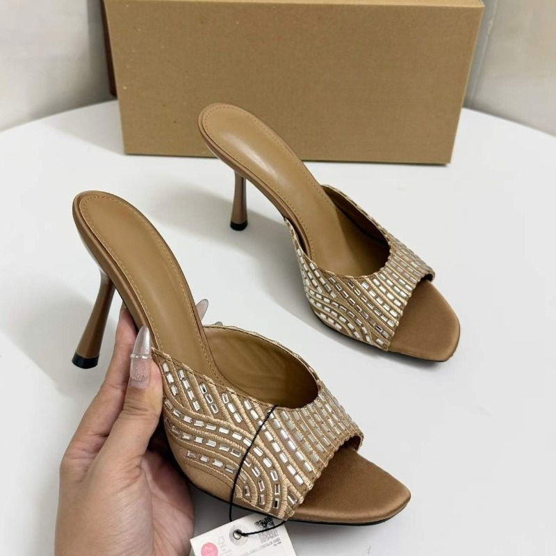 Women Square Toe High Heel Mul - đánh giá và giá Slip Dress Satin