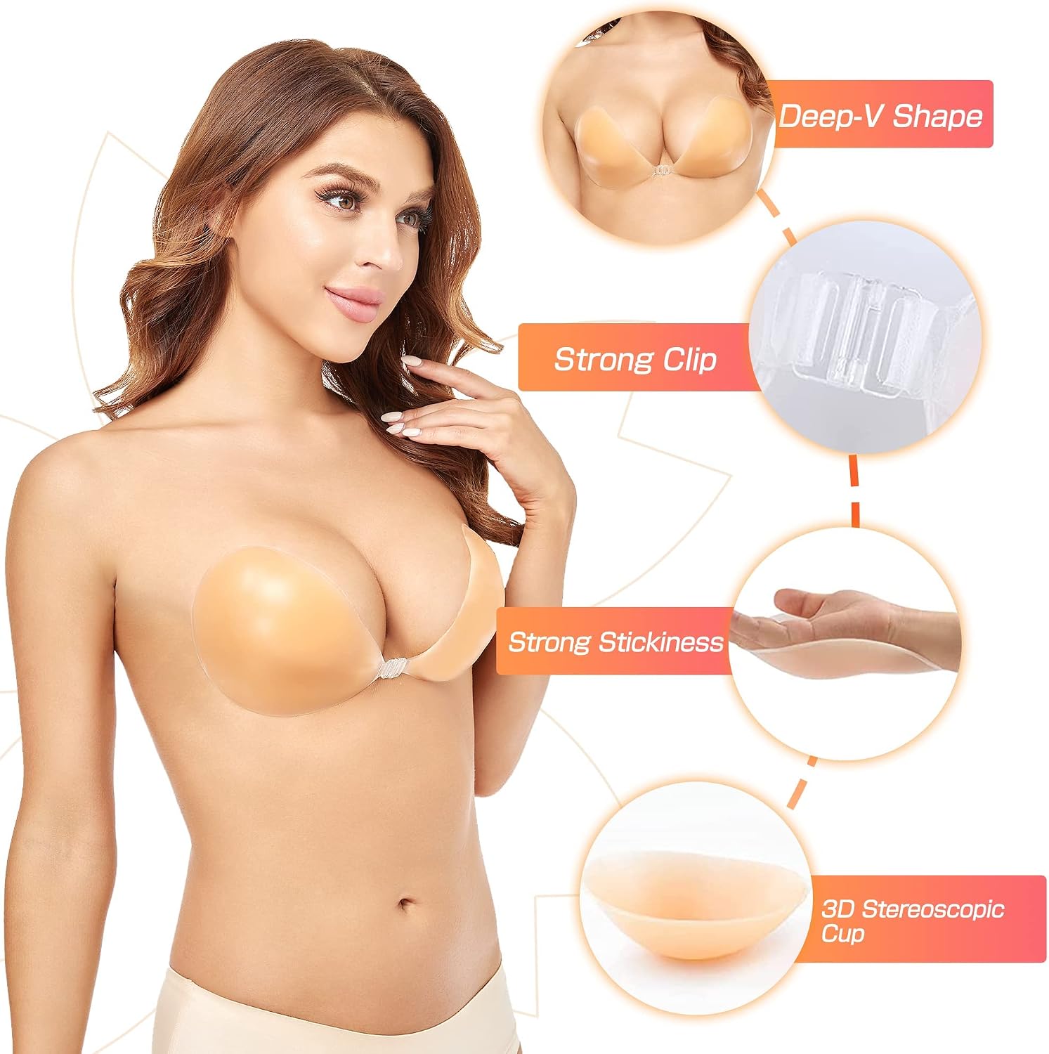 Push-Up Wire-Free Solid Silico - đánh giá và giá Strapless Bra Backless
