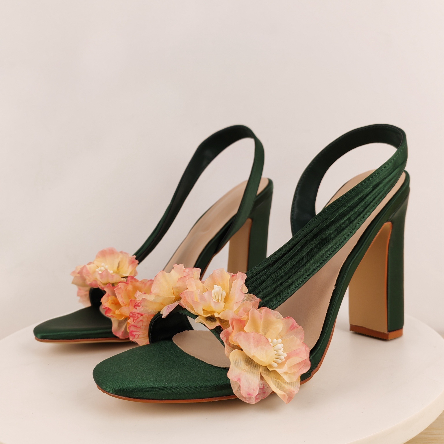 Block Heels Slingback Flowers  - đánh giá và giá Slip Dress Satin