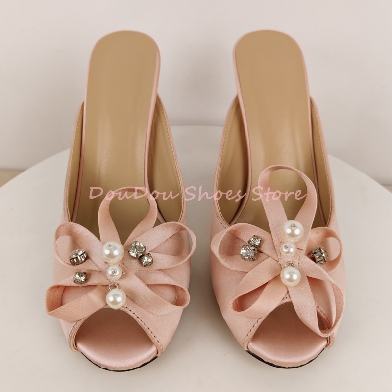 Pink Satin Bow Pearl Rhineston - đánh giá và giá Slip Dress Satin