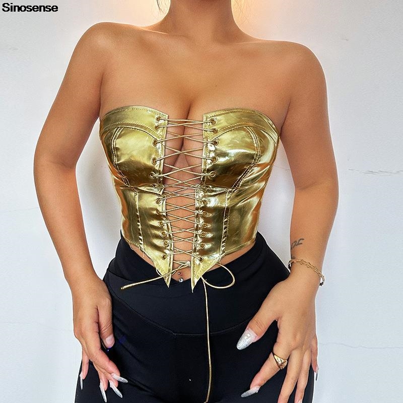 Women PU Leather Bustier Crop  - đánh giá và giá Strapless Bra Backless